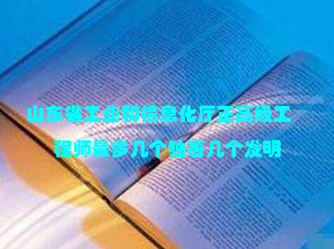 山东省工业和信息化厅正高级工程师最多几个独著几个发明